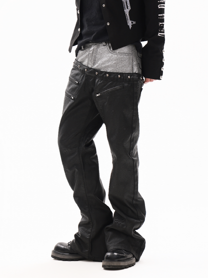 Dark Silver Curved Blade Waxed Jeans【s0000018348】