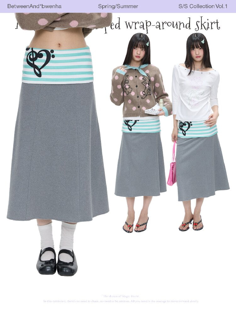 Color Blocking Striped Midi Skirt【s0000016383】