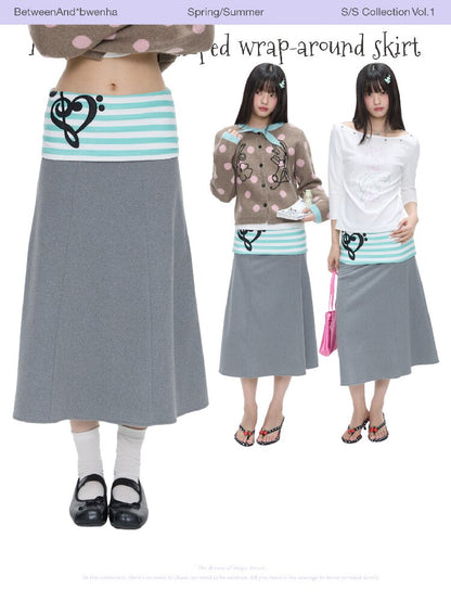 Color Blocking Striped Midi Skirt【s0000016383】