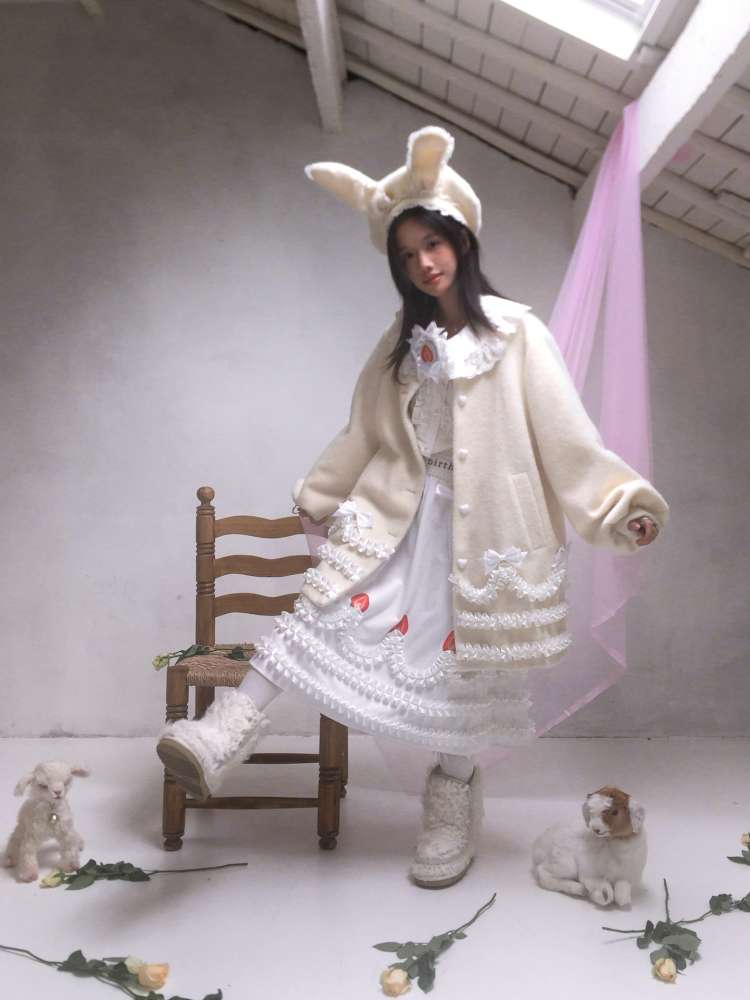 Lace Wool Bubble Sleeve Coat【s0000014532】