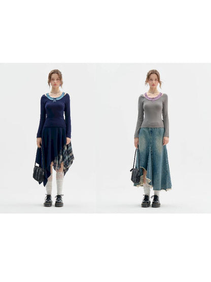 Ballet Style Knitted Bottom Shirt【s0000011508】