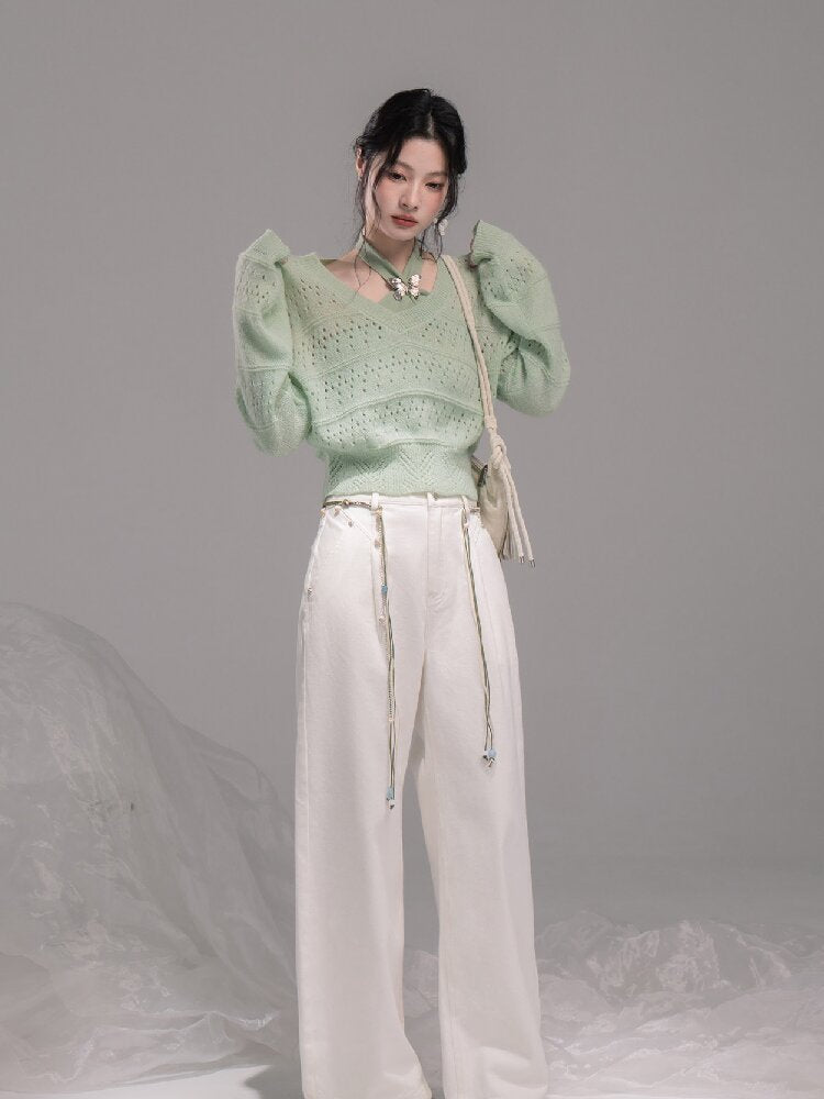 Openwork Woolen Halterneck Set【s0000015746】