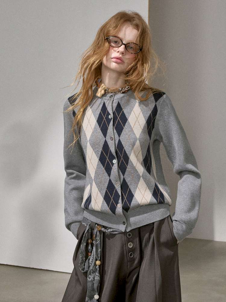 Diamond Plaid Knit Sweater Pants【s0000015072】