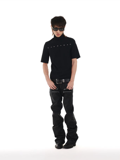 Foil Stamped Stripe Stand Collar【s0000018236】