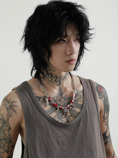 Handmade Y2K Punk Beaded Necklace【s0000018966】