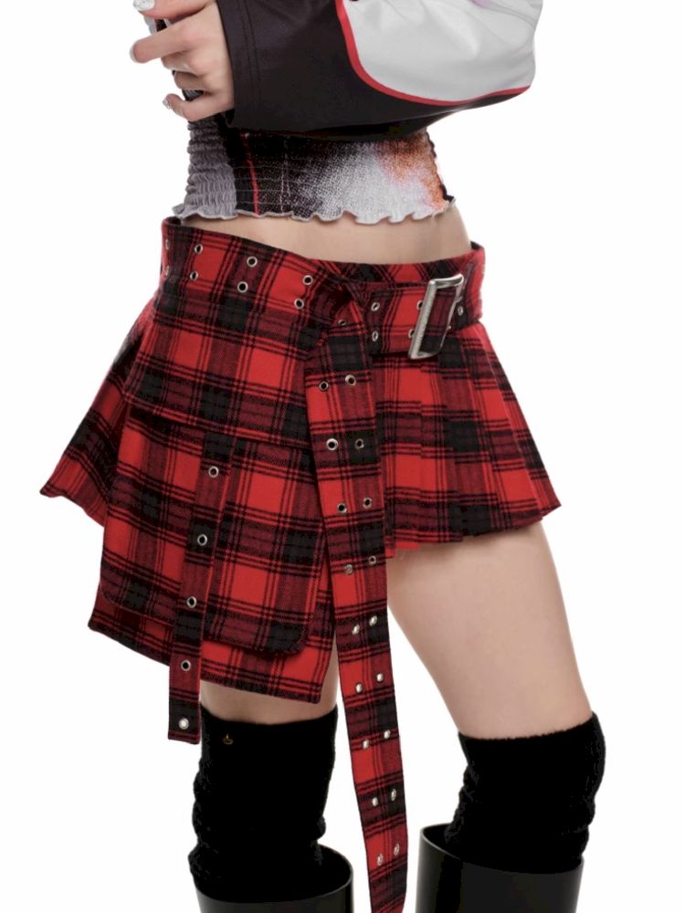 PLAID PLEATED SHORT SKIRT [S0000010640]