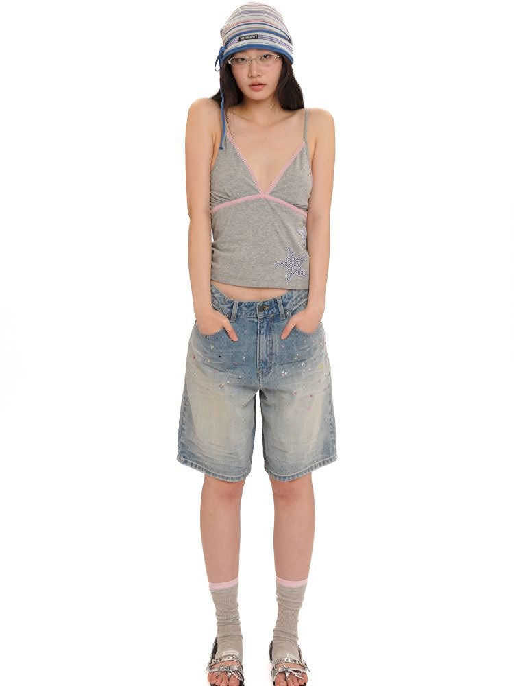Embroidery Cat Whiskers Vintage Denim Trousers【s0000013445】