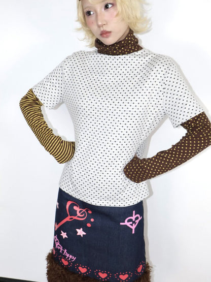 Old Polka Dot Stripe Turtle Top【s0000018671】