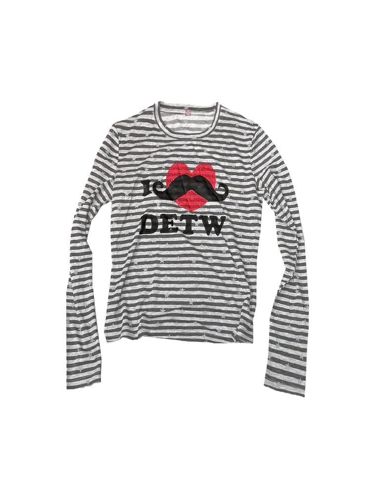Striped Heart Rhinestone Long Shirt【s0000018319】