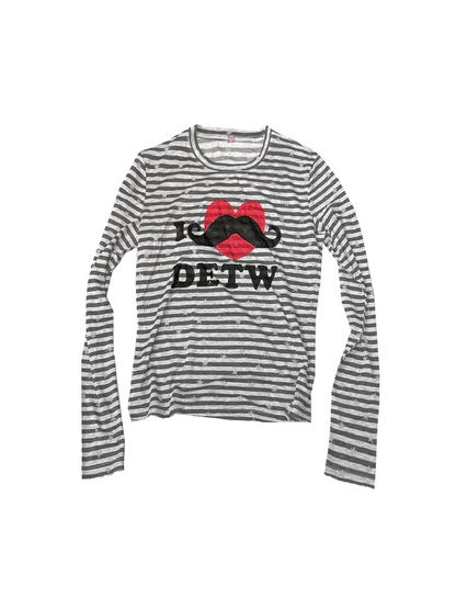 Striped Heart Rhinestone Long Shirt【s0000018319】