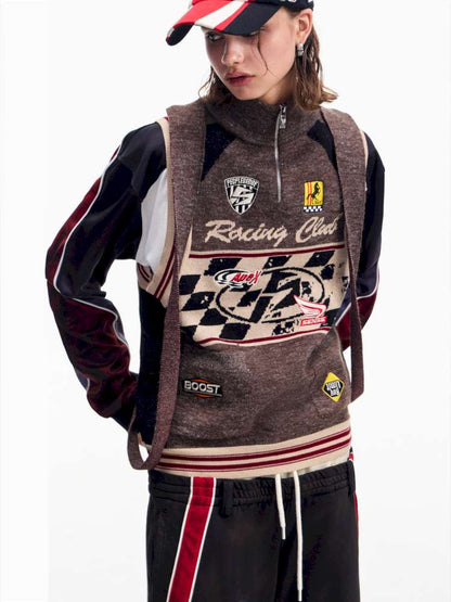 Vintage Racing Knitted Vest【s0000015177】