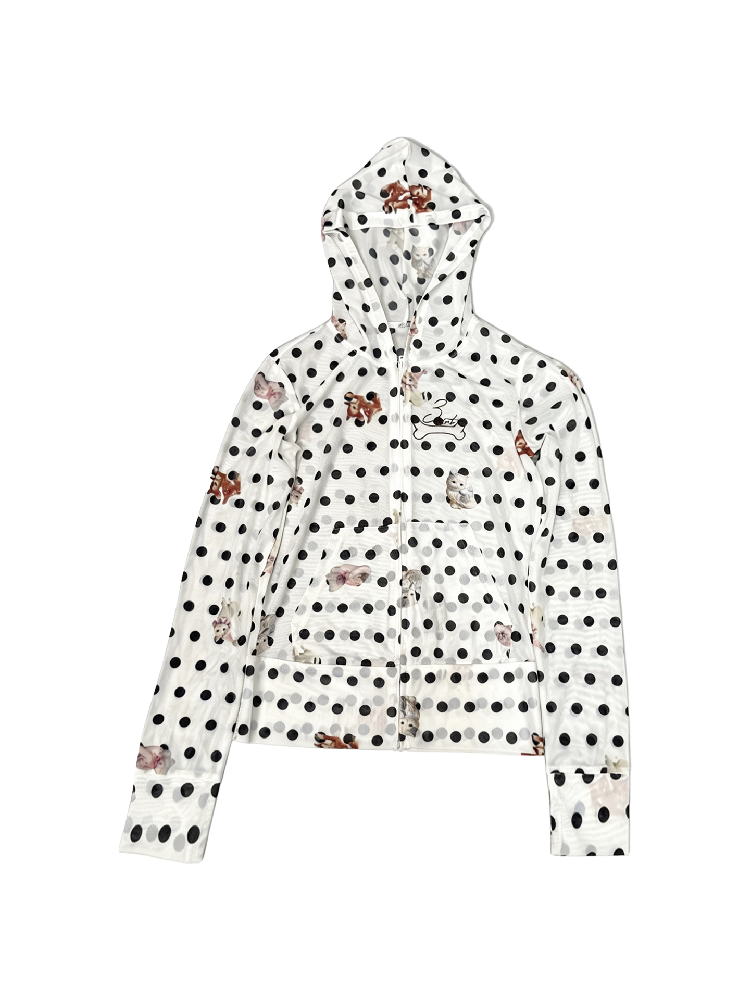 Vintage Polka Dot Thin Zip Hoodie【s0000018304】