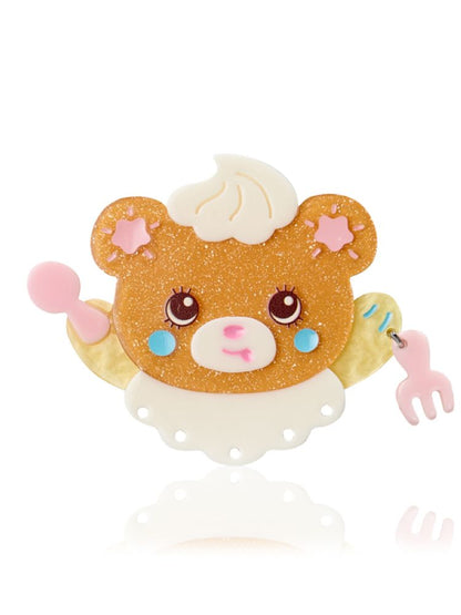 Elephant & Cream Bear Acrylic Patchwork Hair Clips【s0000013706】