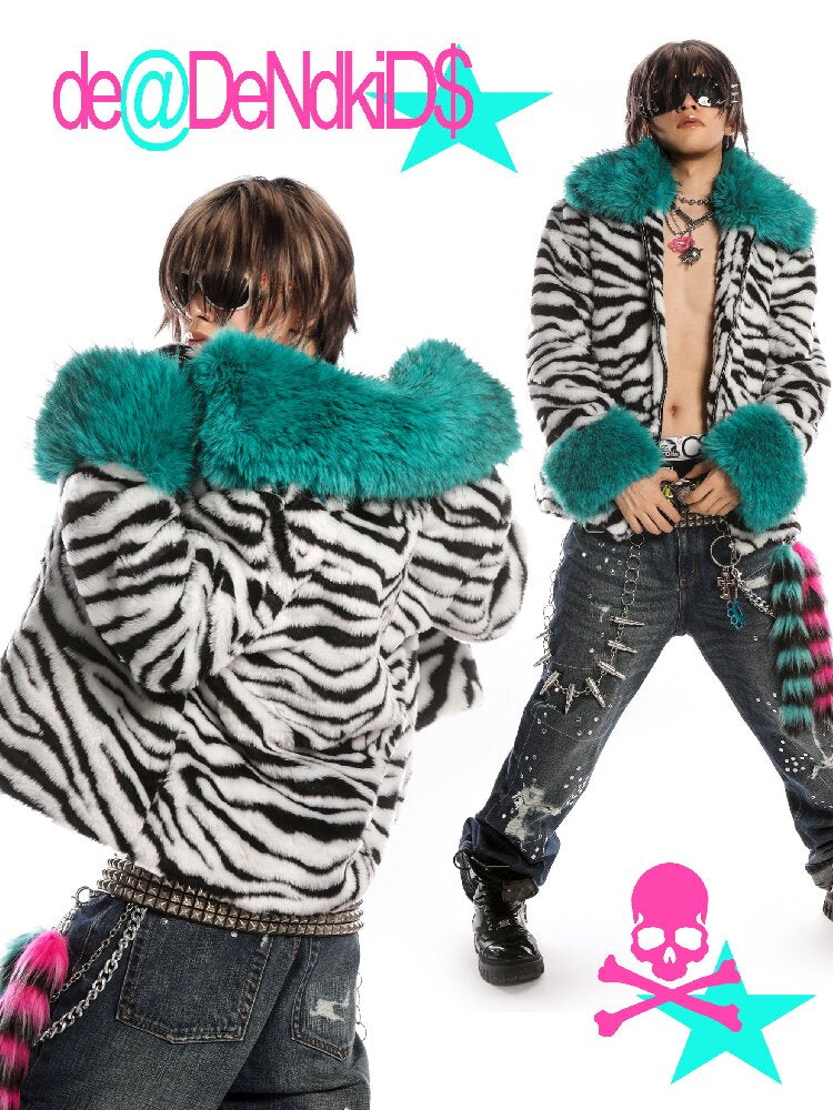 Zebra Print Furtive Faux Coat【s0000019277】