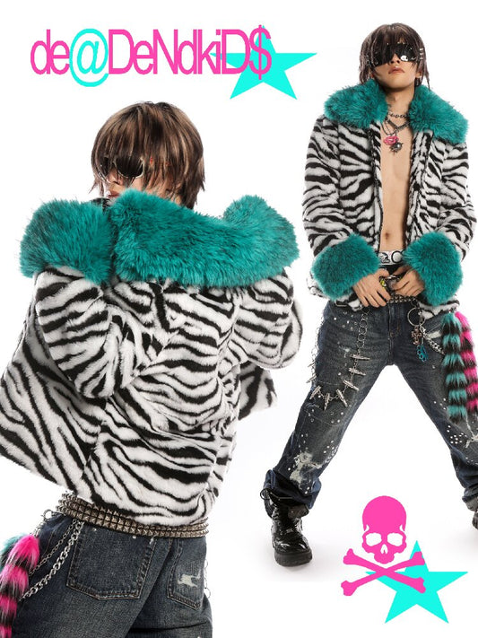 Zebra Print Furtive Faux Coat【s0000019277】