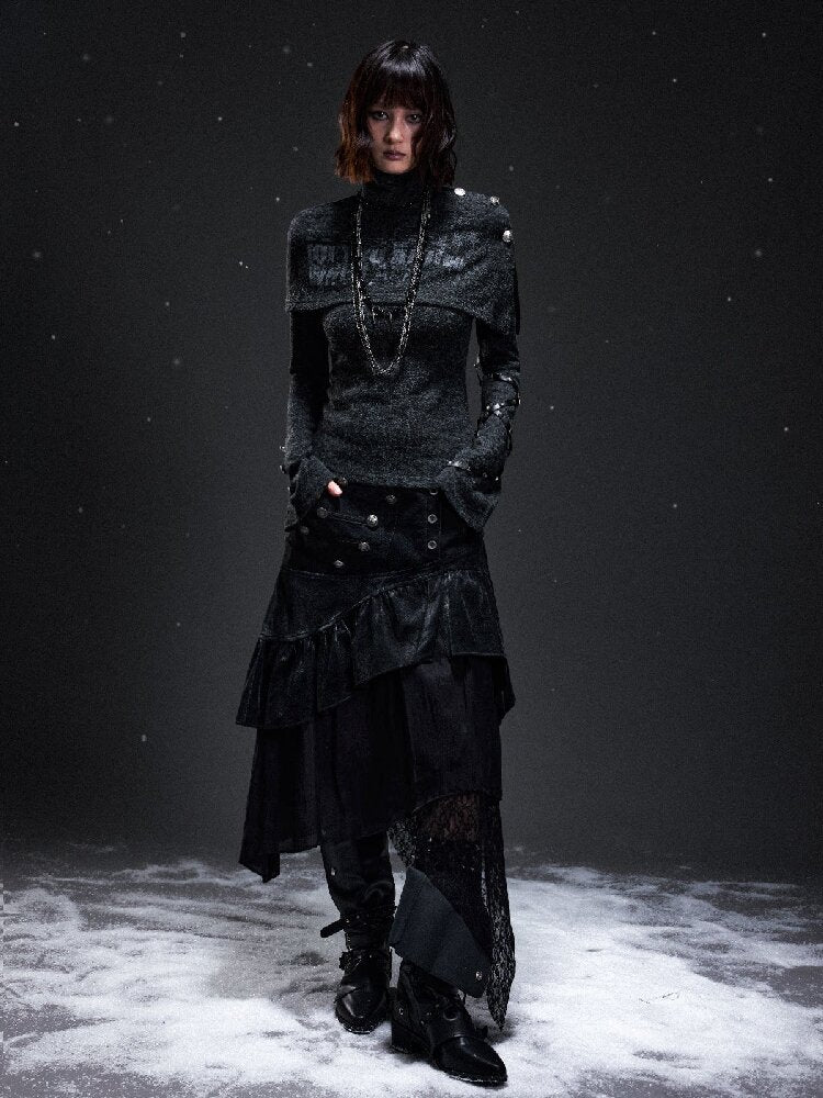 Dark Court Suede Patchwork Skirt【s0000019295】