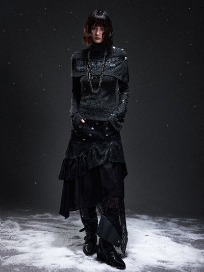 Dark Court Suede Patchwork Skirt【s0000019295】