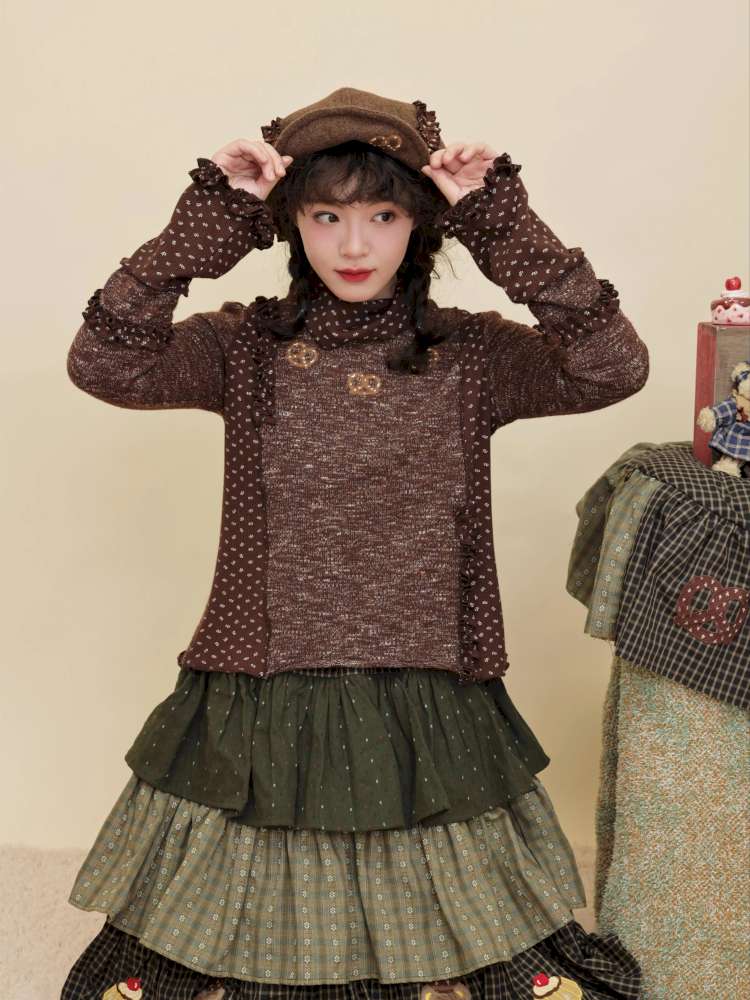 Vintage Girly Color-Blocked Floral Lace Base Layer【s0000014841】
