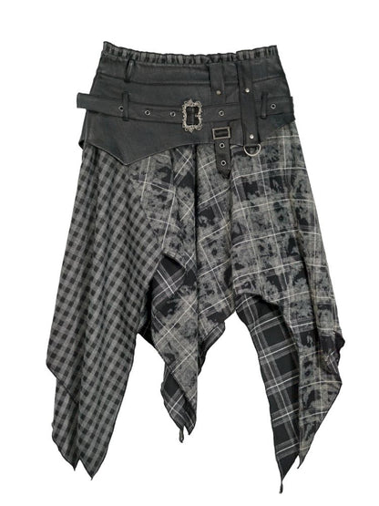 Punk splicing velvet bustier skirt【s0000013886】