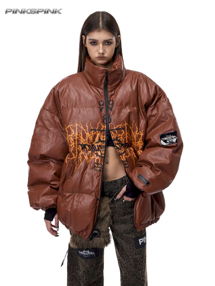 Logo PU Leather High Collar Suit【s0000015137】