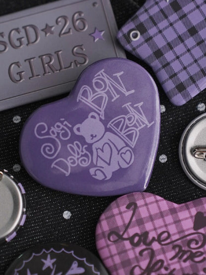 Black Purple Badge Set Brooch【s0000016643】