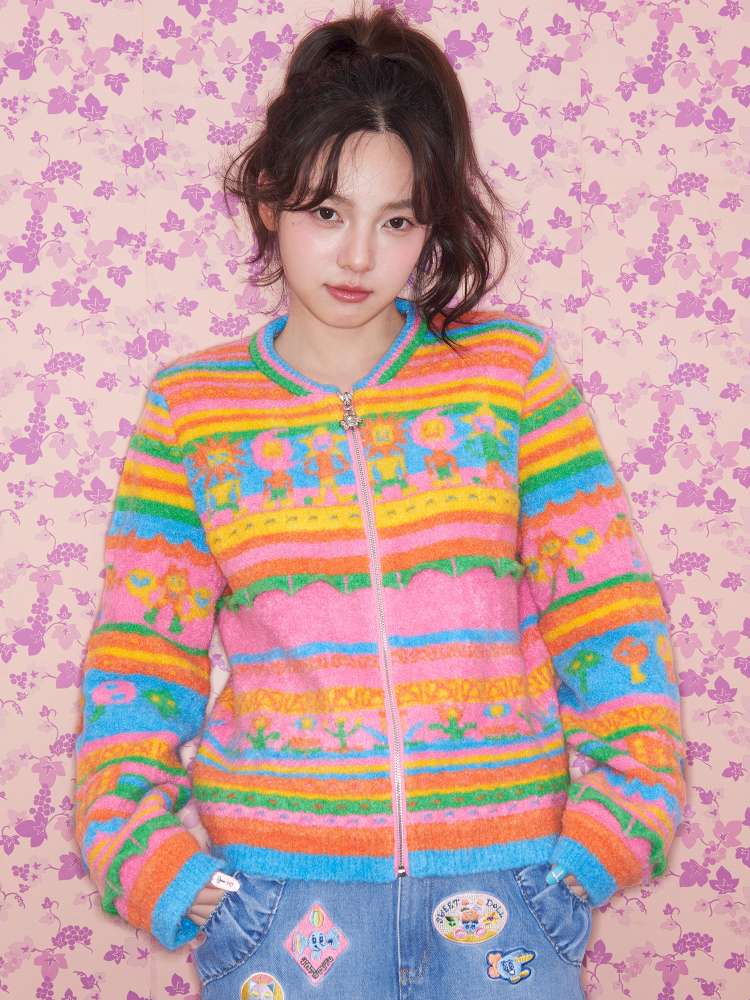 Colorful Striped Plush Knit Sweater【s0000015030】