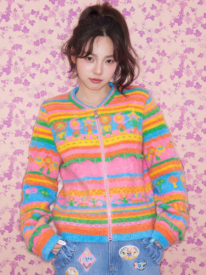 Colorful Striped Plush Knit Sweater【s0000015030】