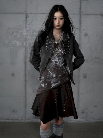 Denim Detachable Slim-Fit Hooded Jacket【s0000013951】