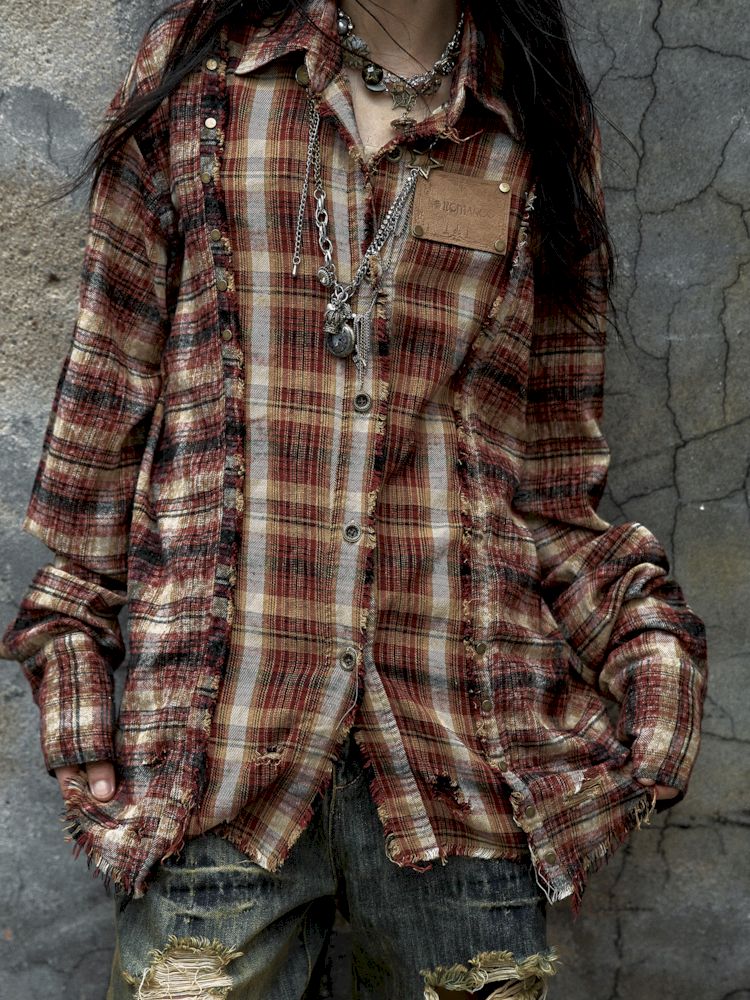 OLD Washed Color Collision Plaid Shirt [S0000009754]