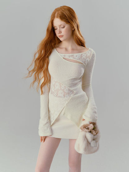 Slim irregular wool knit sweater【s0000012138】