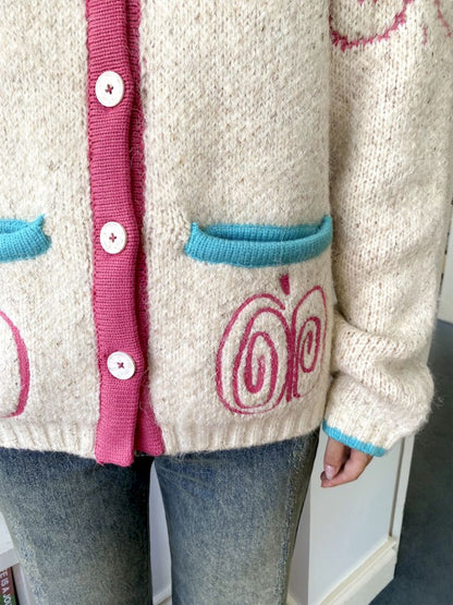 Embroidered Apple Sweater Cardigan [S0000010101]