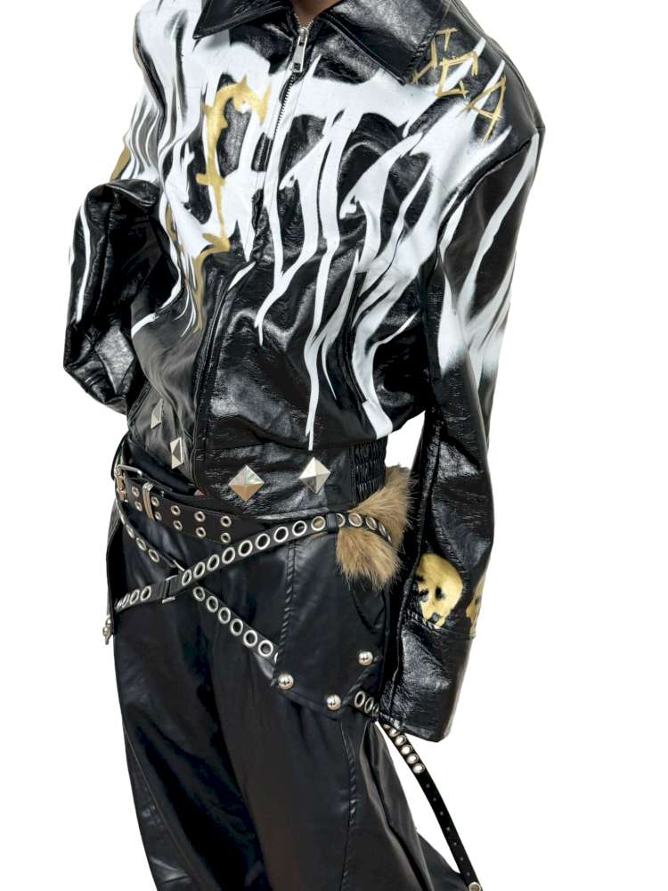 Faux Fur Belted Leather Pants【s0000014535】