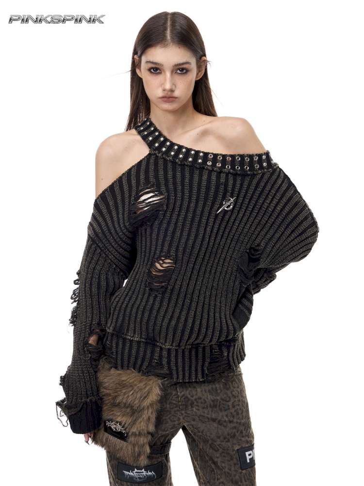 Rivet Destruction Rock Knit Sweater【s0000015119】