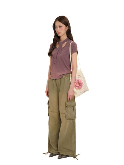 Small scarf short-sleeved tops【s0000013426】