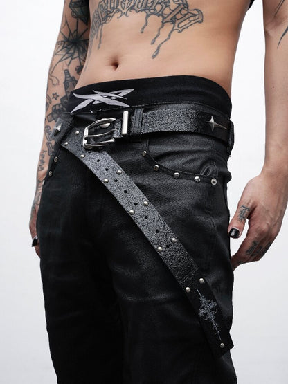 Studded Cross Leather Belt【s0000018991】