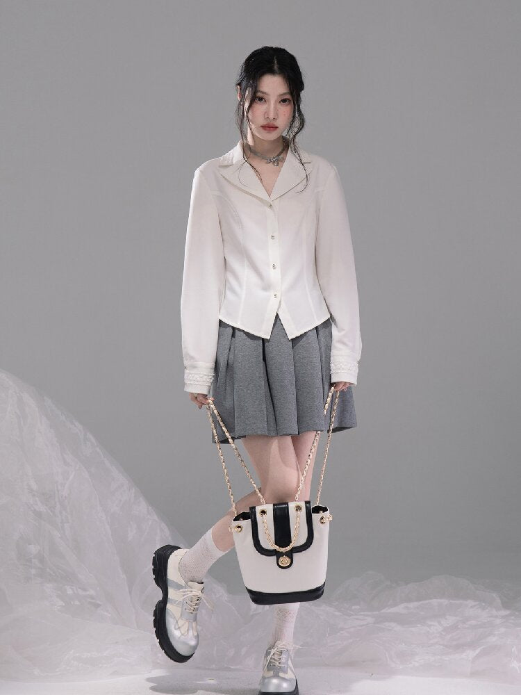 Waist Slit Cotton Dress Shirt【s0000015743】