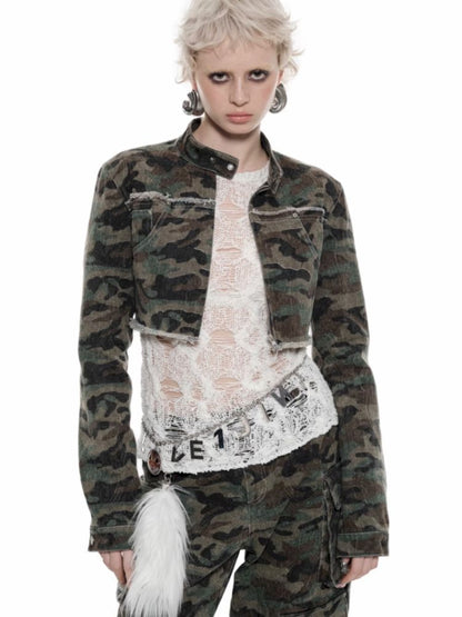 Camouflage Short biker jacket【s0000009872】