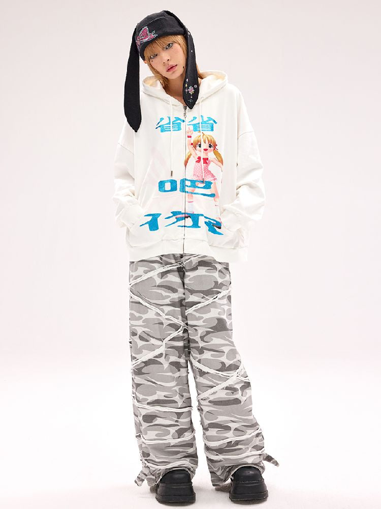 Glitter Printed Sweatshirt Jacket【s0000011796】