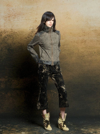 Skeleton Patchwork PU Sweatshirt 【s0000011803】