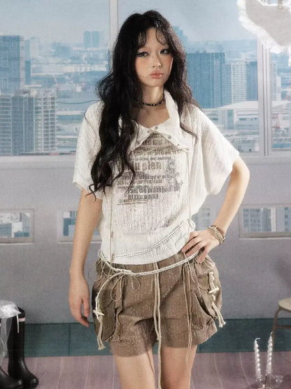 Light Asian Bat Sleeve Lapel Top【s0000016525】