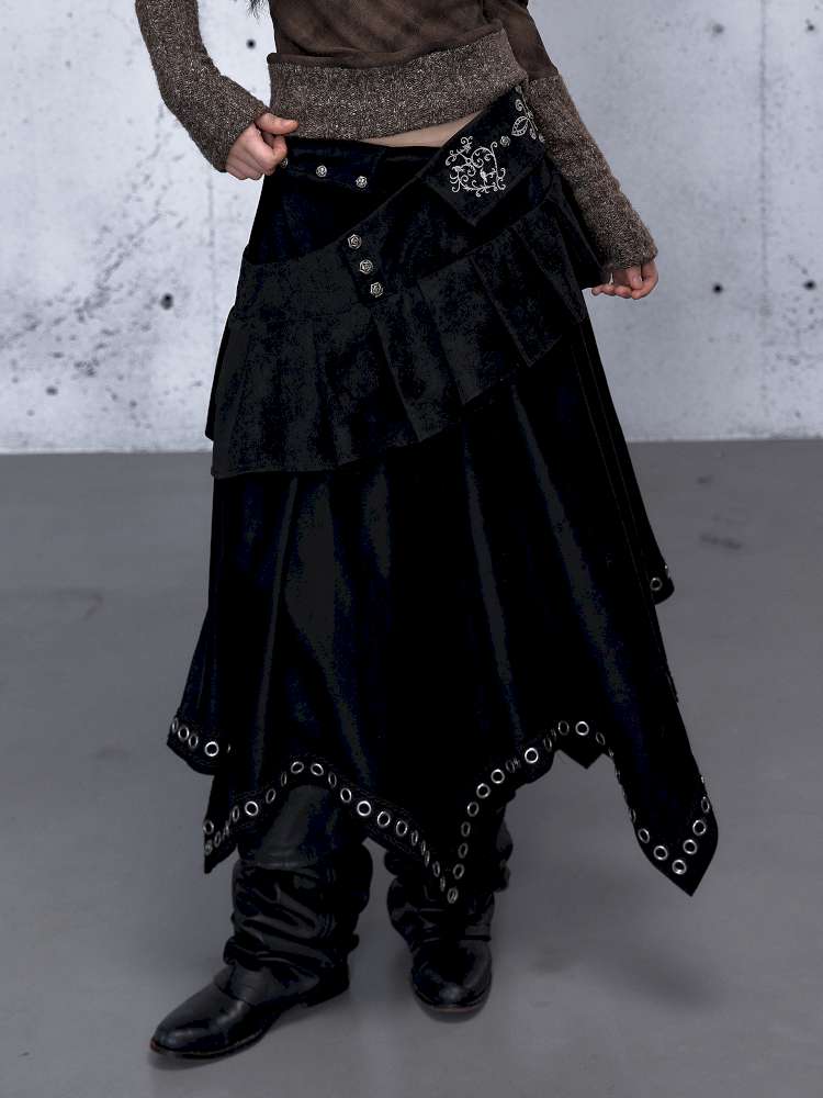 Dark Court Suede Irregular Skirt【s0000014919】