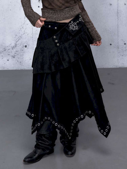 Dark Court Suede Irregular Skirt【s0000014919】