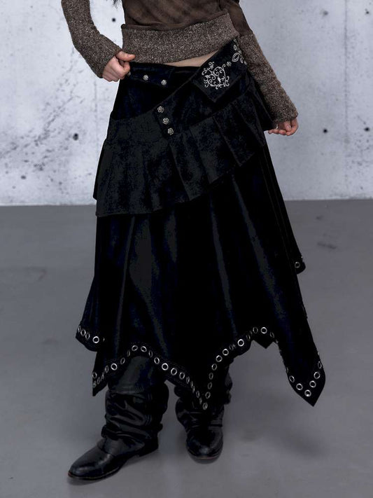 Dark Court Suede Irregular Skirt【s0000014919】