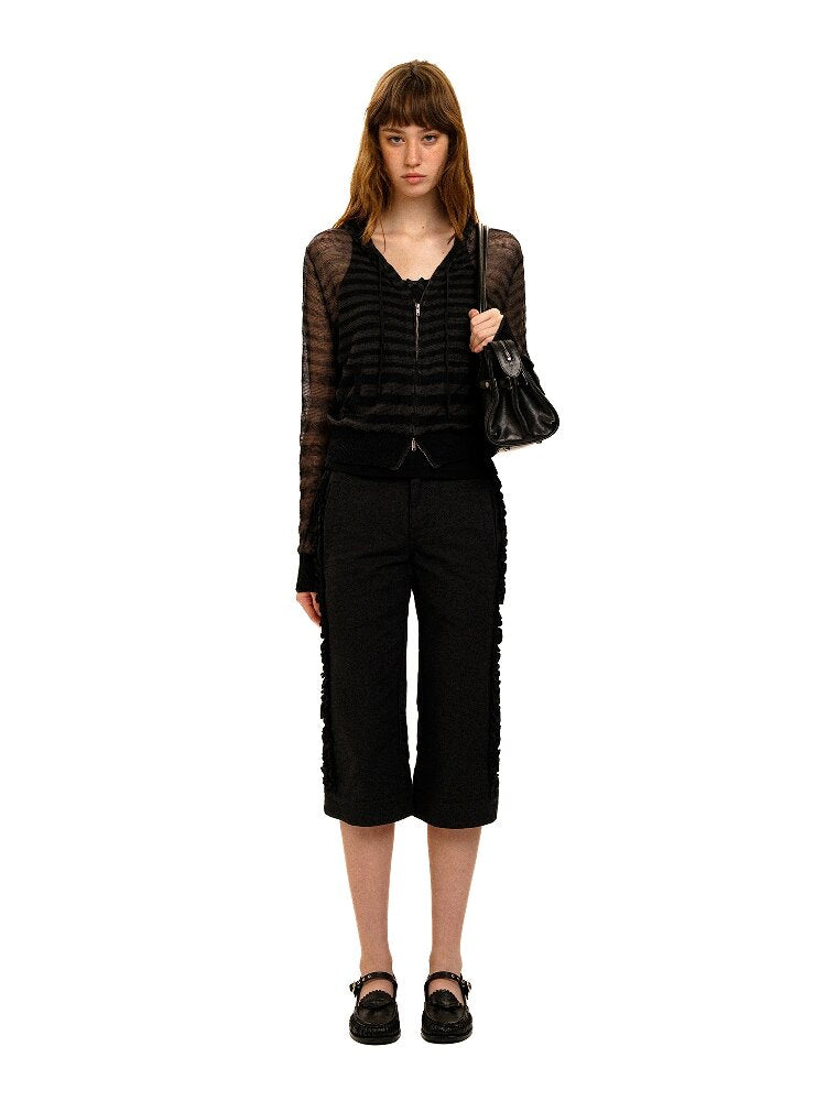 Pleated Lace Cotton Cropped Pants【s0000017926】