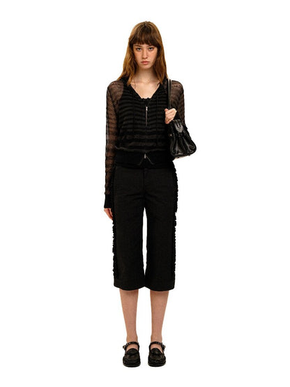 Pleated Lace Cotton Cropped Pants【s0000017926】