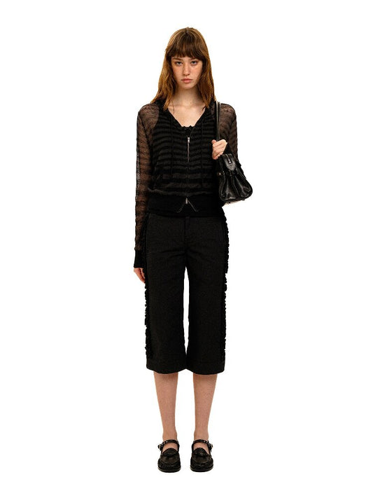 Pleated Lace Cotton Cropped Pants【s0000017926】