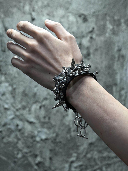 Heavy Hardcore Punk Leather Bracelet【s0000018871】