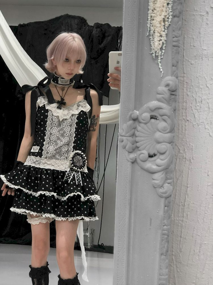 Lace Low Waist Halter Doll Dress【s0000013524】