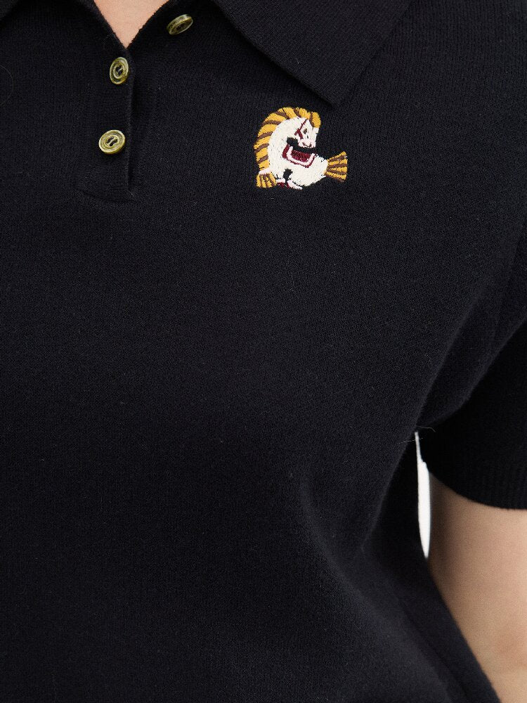 Pony Pigtails Polo Knitted Shirt【s0000015897】