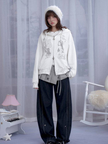 Graffiti Print Hooded Sweatshirt【s0000014364】